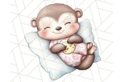Sleeping Baby Animals PNG, Cozy Pajama Bedtime Clipart Png Product Image 5