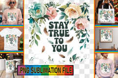 Joyful Sublimation Art PNG, Flower Quote Product Image 1