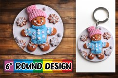 Holiday 3D Gingerbread Round Design Festive Keychain Product Image 1