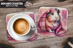 Hamster, Pets &amp; Animals, Buffalo Plaid Square Coaster PNG Product Image 1