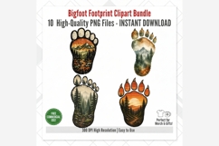 Bigfoot Footprint Clipart Bundle, Sasquatch PNG, Forest Product Image 6