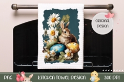 Cartoon Easter Bunny Towel, Easter Eggs Towel PNG Product Image 1