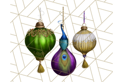 Peacock Christmas Clipart in Jewel Tones, Christmas Png Product Image 5