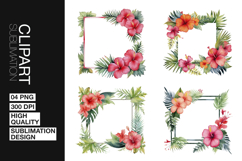Hibiscus Frame Art Clipart PNG Product Image 1