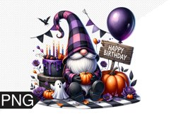Halloween Gnome Sublimation, Birthday Gnome Clipart PNG Product Image 1