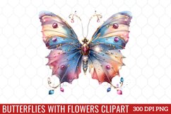 Butterflies With Flowers Clipart Product Image 1