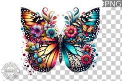 Vibrant Floral Butterfly Sublimation - Clipart PNG Design Product Image 1