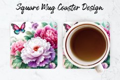 Flowers Mug coaster | Coaster | Sublimation Design Product Image 1