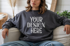 Dark Heather Gildan 18000 Sweatshirt Model Mockups, Product Image 1