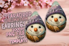Dynamic Teardrop Earrings Sublimation Artwork , Snowman Product Image 1