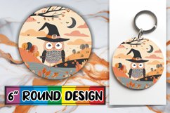 Fall Boho Animal Round Design Halloween PNG Keychain Product Image 1