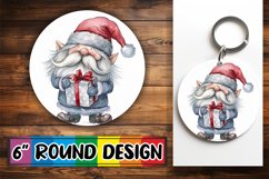Winter Gnome Watercolor Keychain Round Design Sublimation Product Image 1