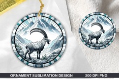 Cute Goat Stained Glass Ornament PNG, Digital Download File Product Image 1