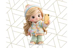 Kawaii City Girl PNG Clipart, Soft Dreamy Style Clip Art Product Image 5