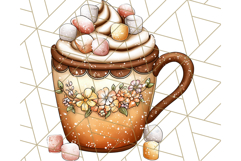 Fall Drink Clipart PNG, Cozy Autumn Cocoa and Latte Art Product Image 5