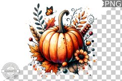 Pumpkin Flowers Sublimation - Clipart PNG Design Product Image 1