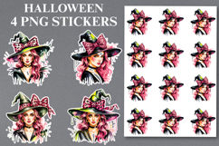 4 Halloween Witch Stickers Png | Printable Product Image 1