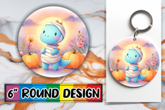 Enchanted Keychain Round Sublimation PNG, Cute Dino Product Image 1