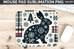 Watercolor Bunny Mouse Pad Sublimation - Christmas PNG Product Image 1