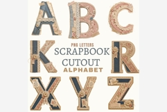 Scrapbook Cutout Alphabet PNG Bundle | Vintage Fabric Product Image 6