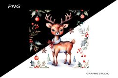 Winter Png, Christmas Reindeer Clipart, Folk Christmas Png Product Image 1