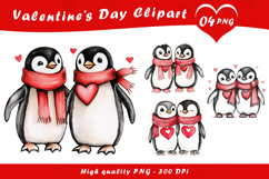 Valentine’s Day Penguin Couple Clipart PNG Set Product Image 1