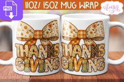 Thanksgiving mug wrap PNG, Fall mug template Product Image 2