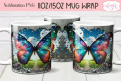 Magical butterfly mug wrap PNG design for sublimation Product Image 2