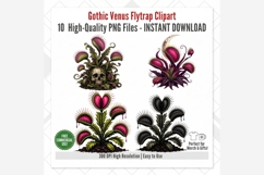 Gothic Venus Flytrap Clipart PNG, Dark Botanical Carnivorous Product Image 8