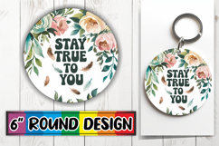 Joyful Round Keychain Magic PNG, Flower Quote Product Image 1