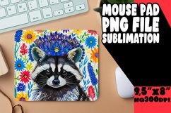Blooming Raccoon Mouse Pad for Sublimation PNG Product Image 1