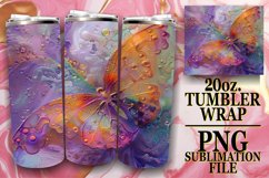 Sparkly Butterfly Tumbler Wrap Sublimation 20oz Product Image 1