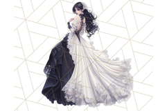 Victorian Gothic Wedding Dress PNG, Dark Bridal Clipart Product Image 5