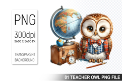 Teacher Owl Clipart PNG, Cute Owl, Digital Download File Product Image 1