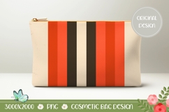 Red Stripes Cosmetic Bag, Retro Cosmetic Bag Design Product Image 1