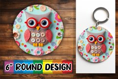 Enchanting Owl : Dynamic 3D Sub Print Round, Keychain Product Image 1