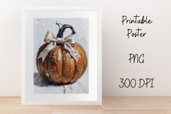 Pumpkin with a Coquette Bow Grandmillennial Style Wall Art Product Image 1
