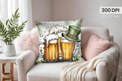 Clinking Irish Beer Mugs Pillow PNG Sublimation Design Product Image 1