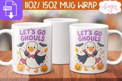 Let's go ghouls mug wrap PNG, Cute Halloween goose mug png Product Image 2