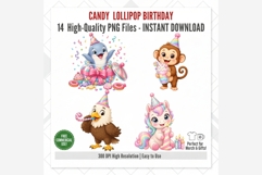 Candy Lollipop Birthday Animals PNG Clipart, Cute Pastel Product Image 9