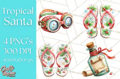 Tropical Santa Clipart Beach Christmas Clip Art Holiday PNG Product Image 1