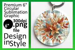 Elegant Round Design Keychain Template , Autumn Flower Product Image 1