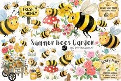 Summer Bees Garden Clipart Product Image 1