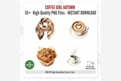 Coffee Girl Autumn PNG Clipart Bundle, Fall Coffee Aesthetic Product Image 10