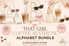 That Girl Coffee Alphabet PNG Bundle | Coquette Coffee Product Image 1