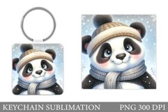 Christmas Panda Keychain. Winter Panda Keychain Sublimation Product Image 1
