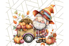 Fall Gnome PNG Clipart, Cute Autumn Gnomes with Pumpkins Product Image 5