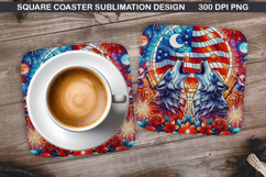 Vibrant Fox Coaster Sublimation, 4th Of July Coaster PNG Product Image 1