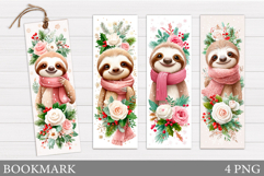 Christmas Sloth Bookmark. Cute Snowman Bookmark Printable Product Image 1