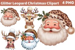 Glitter Leopard Christmas Sublimation Clipart Bundle PNG Product Image 4